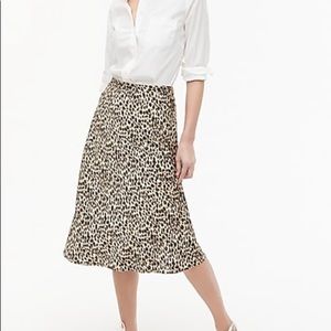 J.Crew Factory Leopard Print Satin Midi Skirt